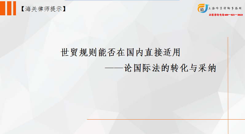 世贸规则能否在国内直接适用——论国际法的转化与采纳