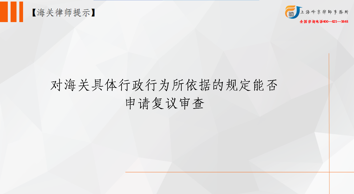 对海关具体行政行为所依据的规定能否申请复议审查